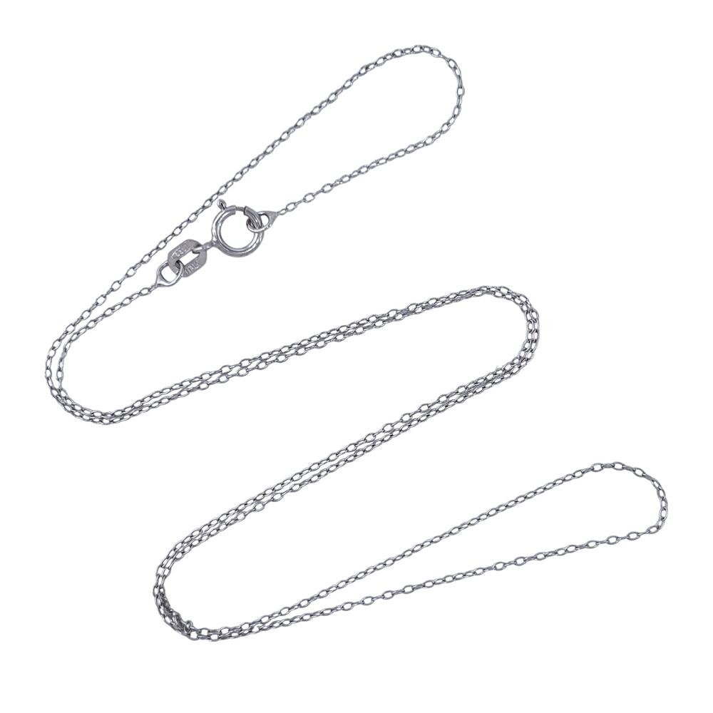 Estate Italy Sterling Silver 925 0.6mm Cable Link Chain Necklace 18"